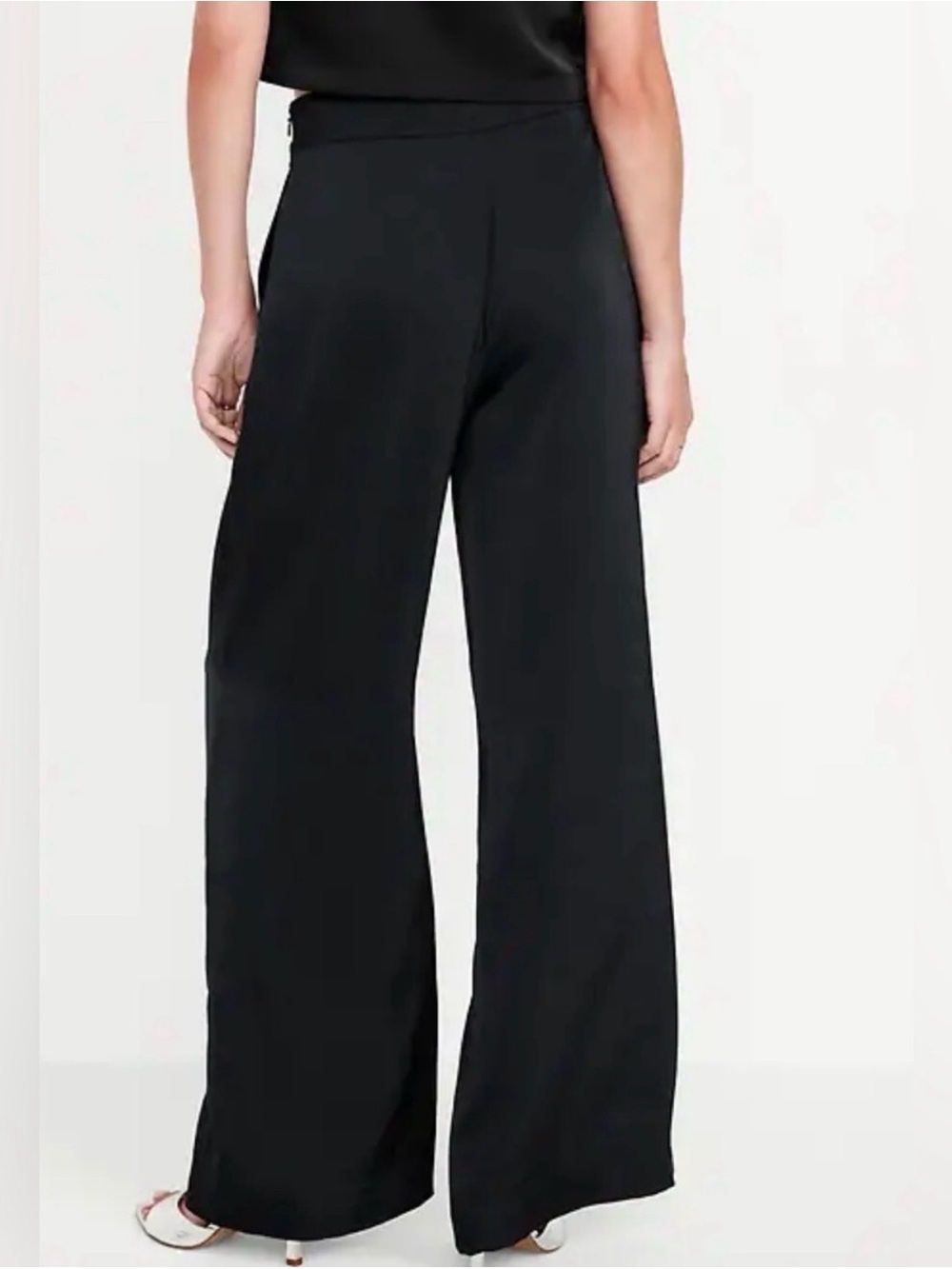 Old Navy High-Waisted Satin Super Wide-Leg Pants Black Size 2